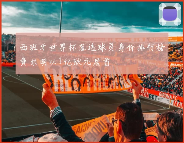西班牙世界杯落选球员身价排行榜费尔明以1亿欧元居首